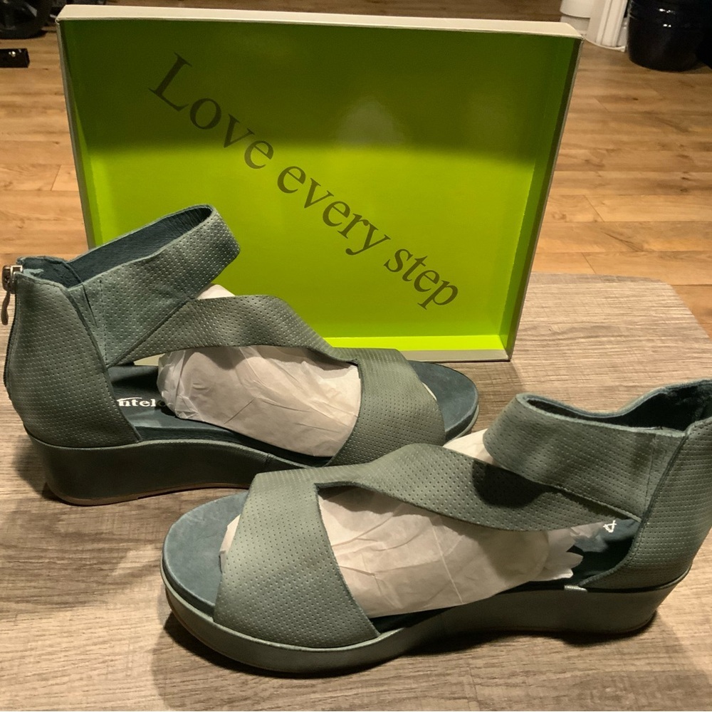 ANTELOPE WOMENS HEIDI WEDGE PLATFORM SANDALS TEAL MESH